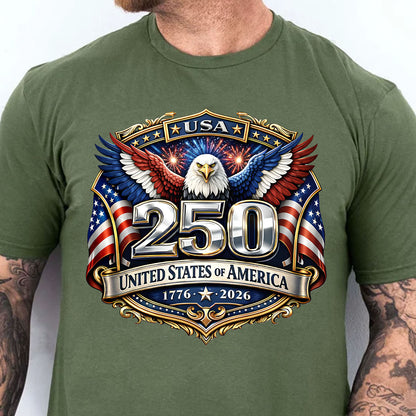 250 Years USA Dark Shirt | Patriotic Eagle US Flag 1776–2026 Tee | 4th of July T-Shirt 684457