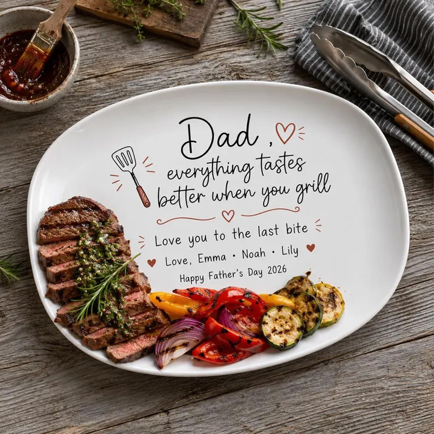 Personalized Dad Grilling Plate, BBQ Serving Plate, Father’s Day Gift, Custom Grilling Platter For Dad 685126