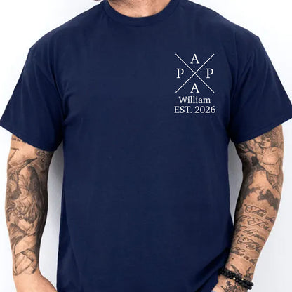 Personalized Papa Dark Shirt, Custom Name Dad Pocket T-Shirt, Father’s Day Gift, Birthday Gift for Men 684938