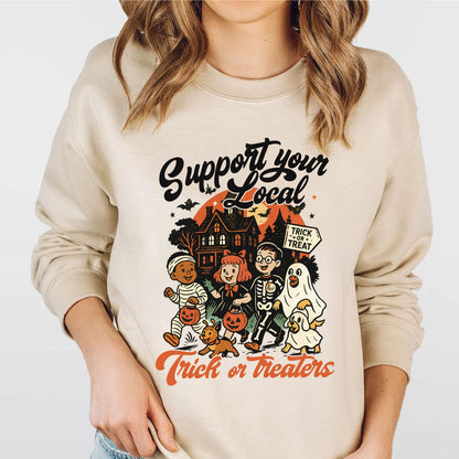 Support Your Local Trick or Treaters Halloween Shirt, Vintage Retro Halloween Sweatshirt 683304