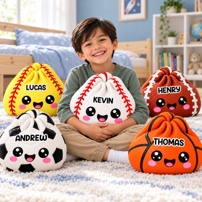 Personalized Sports Ball Squishy Shaped Pillow, Custom Name Cute Plush Cushion, Sports Lover Gift for Kids 686964 WFD