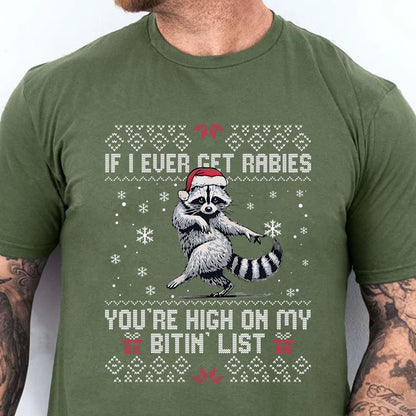 Tyler Childers Rabies Bitin' List Christmas Dark Sweater, If I Ever Get Rabies Funny Raccoon Tee 686304