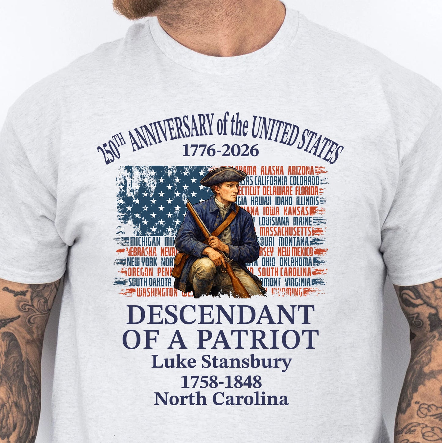 Custom Name Descendant of a Patriot Bright Shirt | Personalized 250 Years USA 1776–2026 Sweatshirt 684448