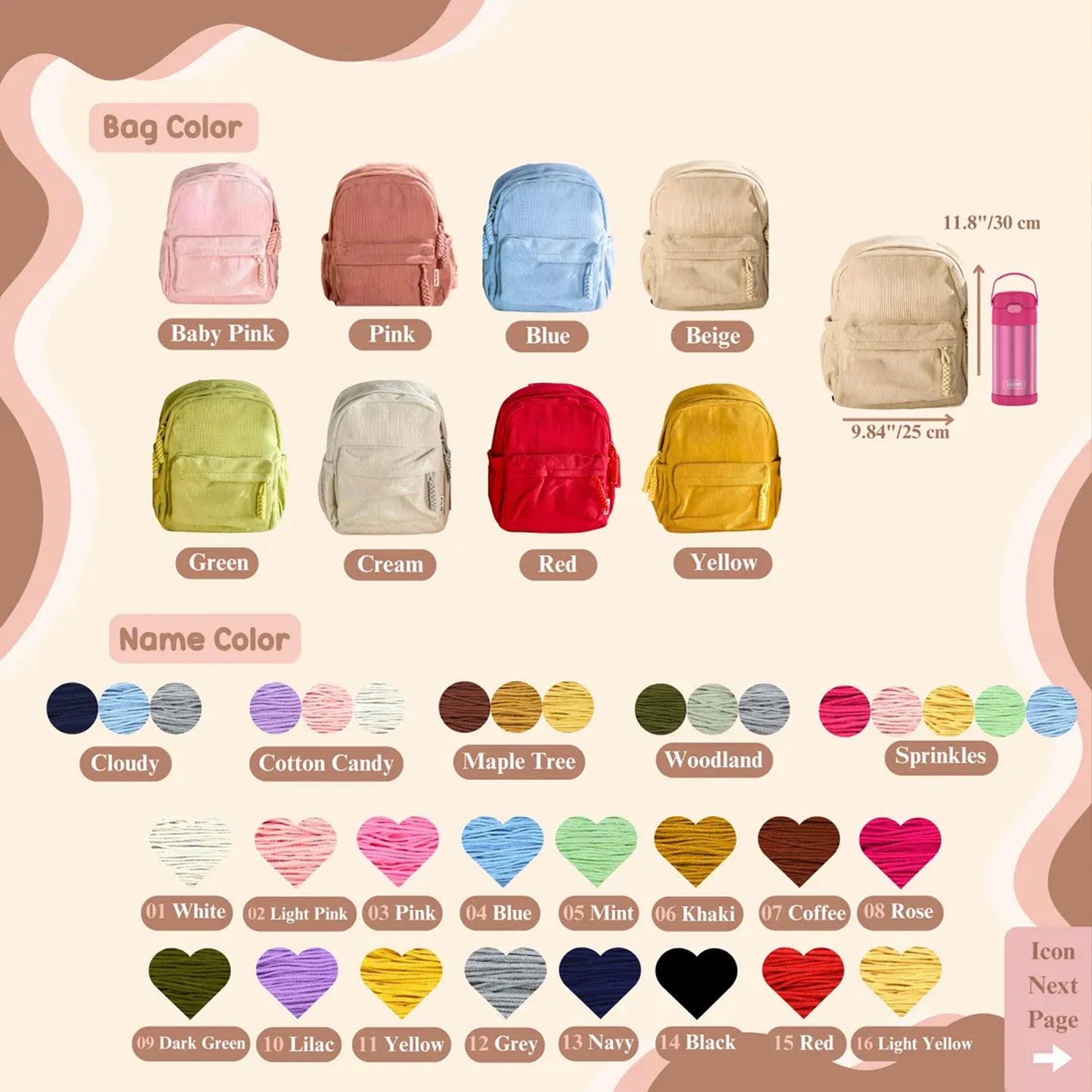 Personalized Toddler Corduroy Backpack, Custom Kids School Bag, Kindergarten Preschool Backpack 685376