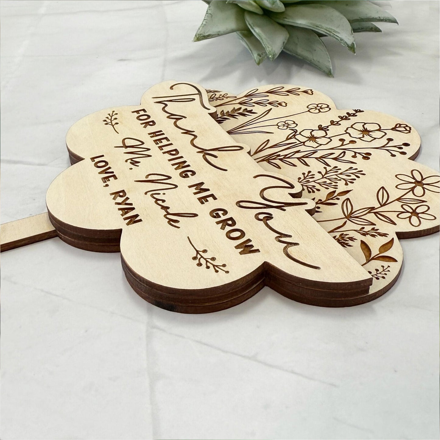 Personalized Thank You for Helping Me Grow Card Holder, Custom Name Teacher Gift Keepsake 684768