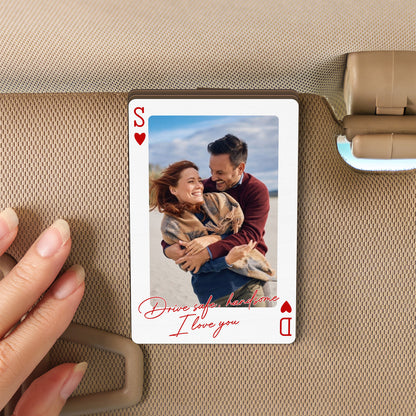Custom Photo Couple Wooden Car Visor Clip, Drive Safe Gift for Boyfriend Husband 685984