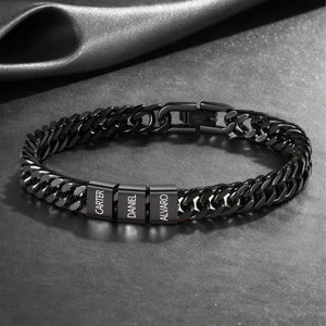 Custom Name Bead Steel Bracelet for Dad, Personalized Engraved Kids Names Bracelet Gift, Father's Day Gift 685039