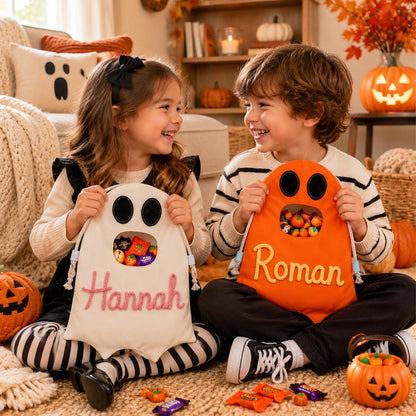 Personalized Ghost Halloween Candy Bag, Custom Name Trick or Treat Bag, Kids Halloween Candy Tote 685834 WFD