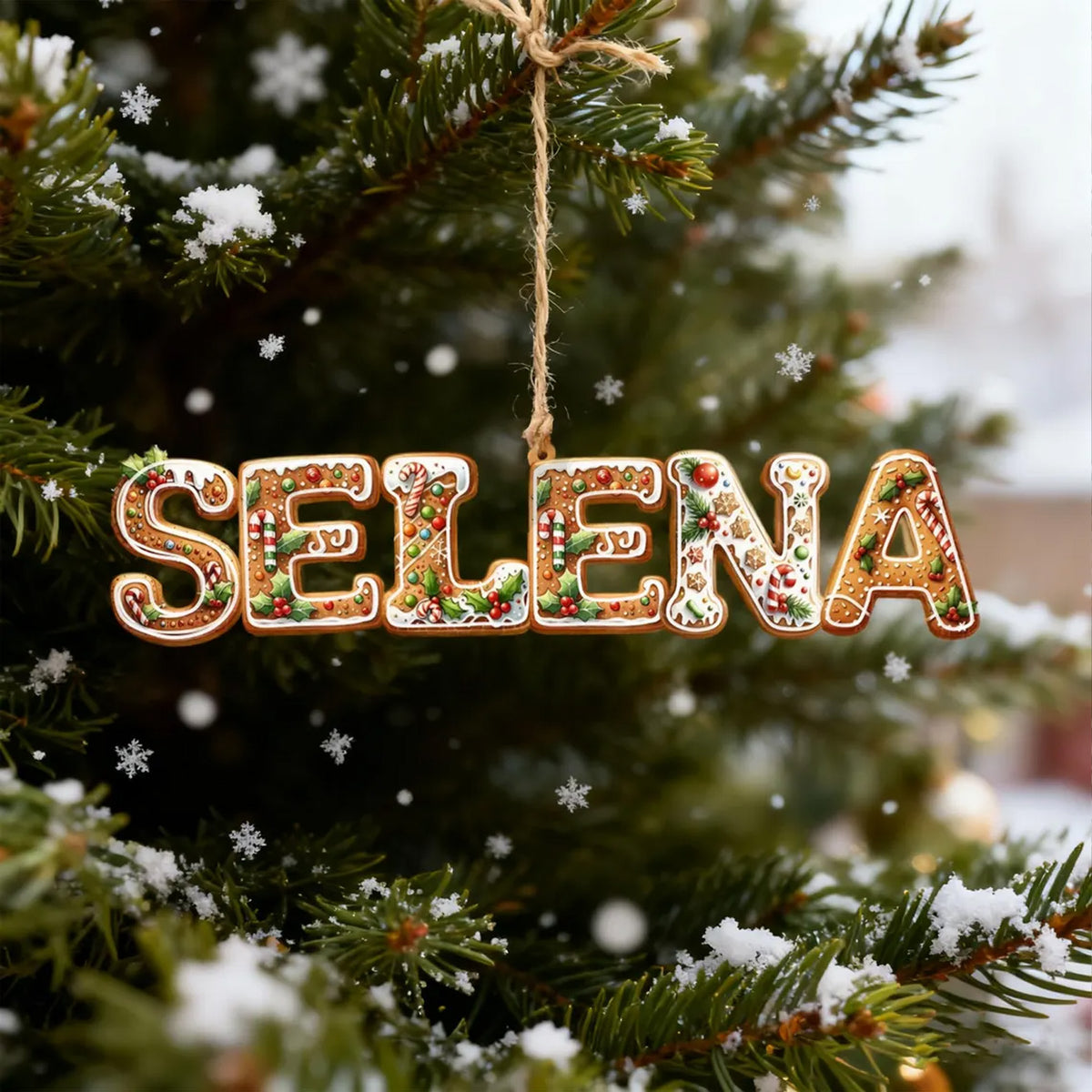 Personalized Gingerbread Name Wooden Ornament, Custom Name Initial Christmas Ornament Gift 686287 WFD