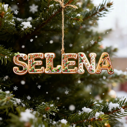 Personalized Gingerbread Name Wooden Ornament, Custom Name Initial Christmas Ornament Gift 686287 WFD
