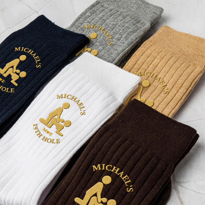 Personalized 19th Hole Funny Golf Embroidered Socks, Adult Humor Golf Socks for Husband Boyfriend 686594 WFD