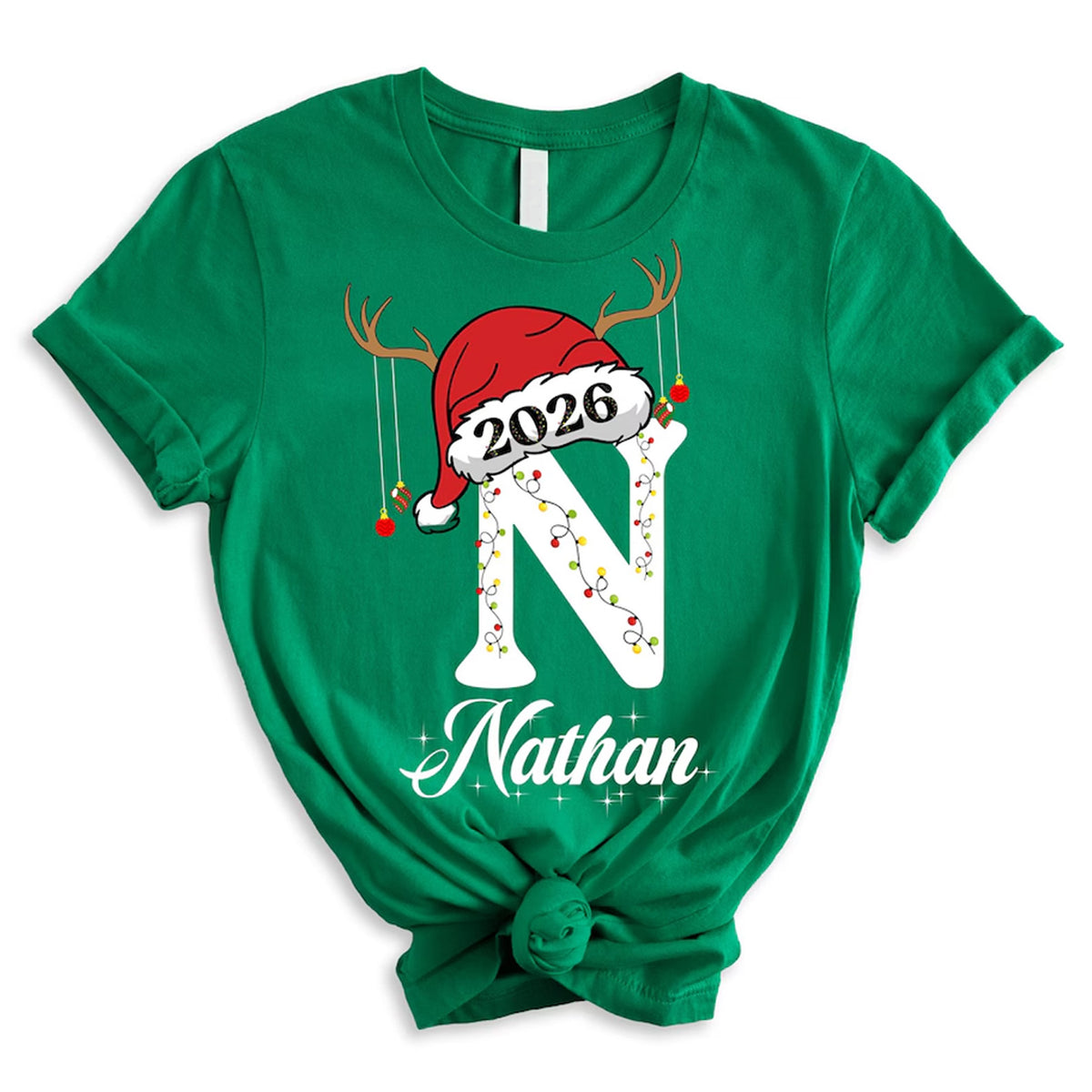 Personalized Christmas 2026 Family Shirt, Custom Name & Initial Santa Hat Matching Shirts 686311 WFD
