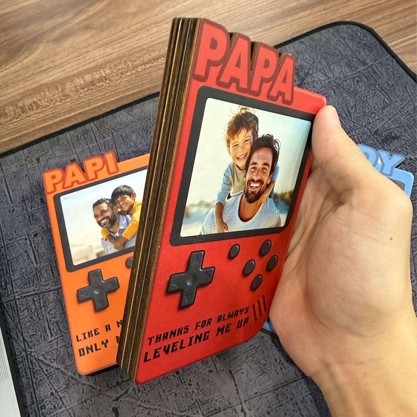 Personalized Gamer Dad Wooden Block Sign, Custom Photo Retro Game Console Frame, Father’s Day Gift for Dad 685142
