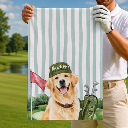 Custom Pet Photo Golf Towel, Personalized Dog Golf Towel, Dog Dad Gift, Golf Lover Gift 686402 WFD