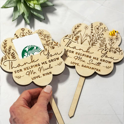 Personalized Thank You for Helping Me Grow Card Holder, Custom Name Teacher Gift Keepsake 684768