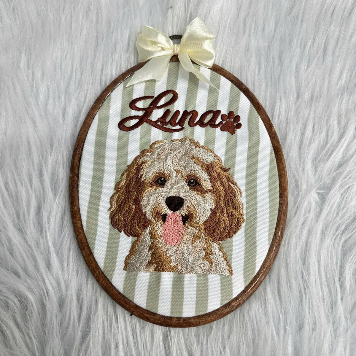 Personalized Pet Portrait Embroidery Hoop, Custom Dog Cat Photo & Name, Pet Memorial Gift 686669 WFD