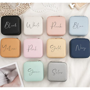 Personalized Floral Leather Travel Jewelry Box | Custom Jewelry Organizer | Bridesmaid, Birthday Gifts for Women 683750