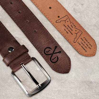 Personalized Funny Couple Leather Belt for Men, Custom Hidden Message Leather Belt, Romantic Gift for Him 686493 WFD