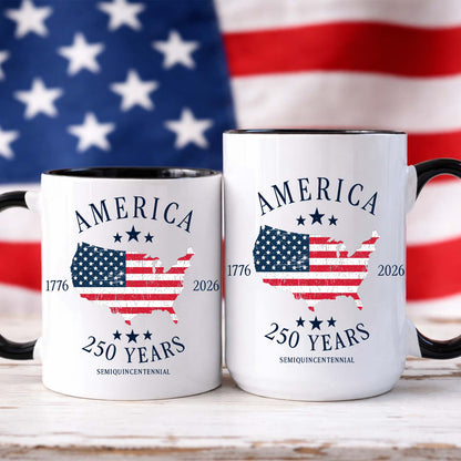 250 Years America 1776-2026 Mug, Patriotic USA Semiquincentennial 4th Of July White Mug Accent Mug 685087