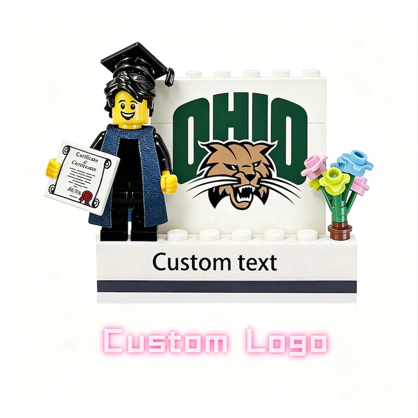 Personalized LEGO Graduation Mini Figure Keepsake, Custom Photo Class of 2026 Display, School Logo Name Gift 684908