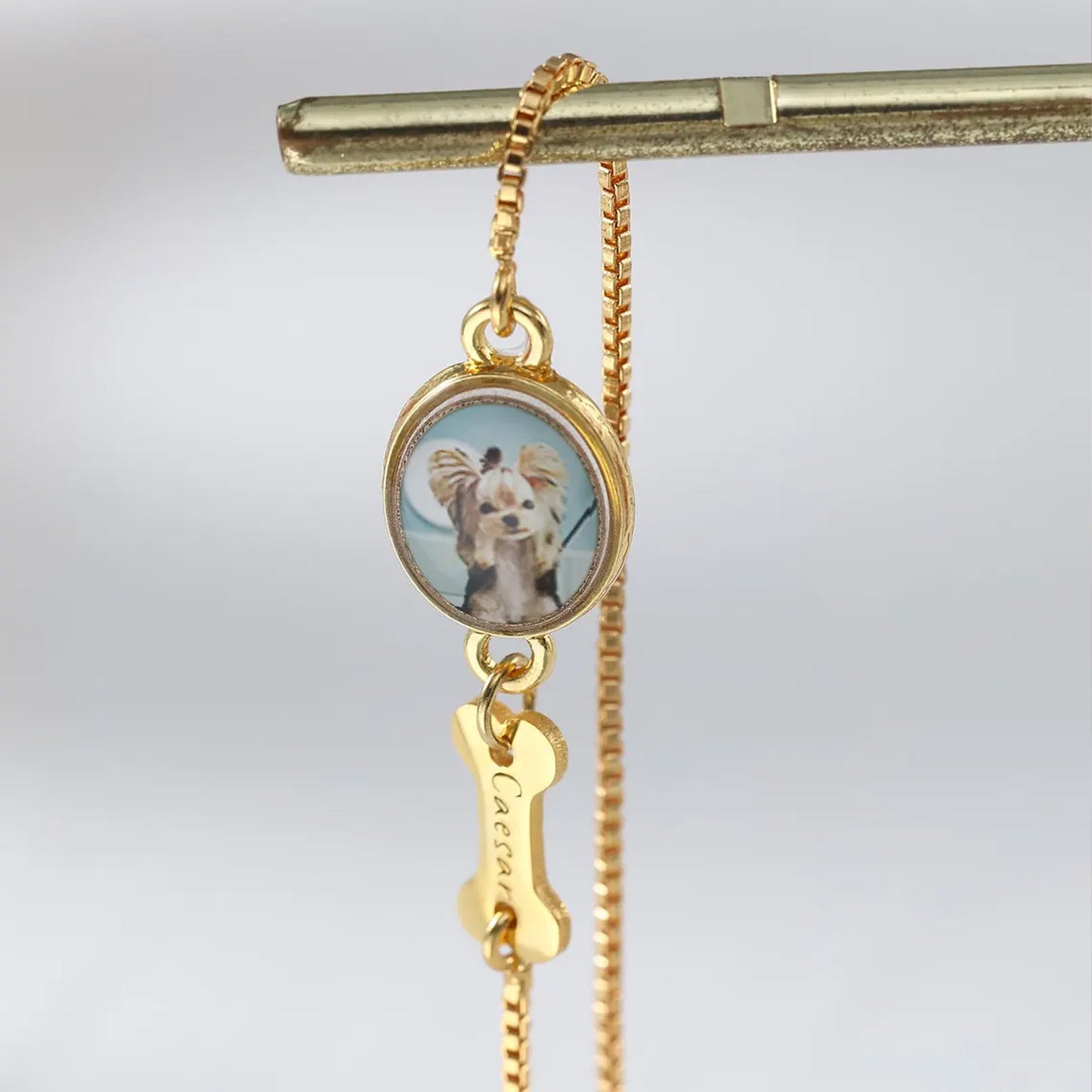 Personalized Pet Photo Bracelet, Custom Engraved Name Bracelet, Dog & Cat Memorial Gift, Pet Loss Keepsake 685514 WFD