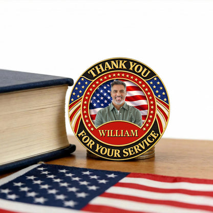 Custom Photo Thank You For Your Service Commemorative Coin, Personalized 250 Years Patriotic Military Gift 684804