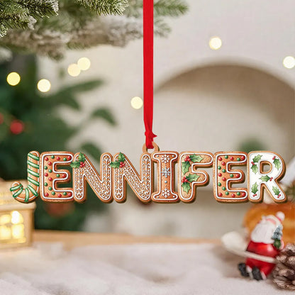 Personalized Gingerbread Name Wooden Ornament, Custom Kids Name Christmas Ornament 686165 WFD