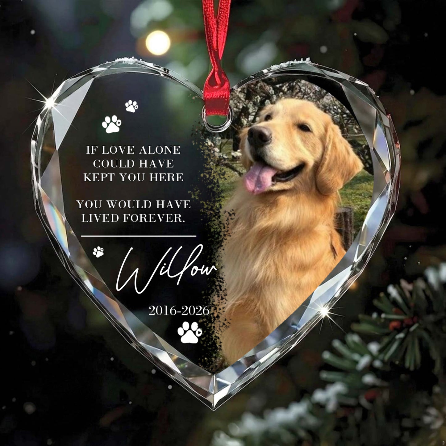 Custom Photo Dog Glass Ornament, Personalized Pet Memorial Ornament, Dog Loss Keepsake, Memorial Gift 685929