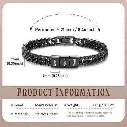 Custom Name Bead Steel Bracelet for Dad, Personalized Engraved Kids Names Bracelet Gift, Father's Day Gift 685039