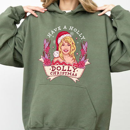 Have A Holly Dolly Christmas Dark Sweatshirt, Dolly Parton Holiday Shirt, Country Music Christmas Gift 686225