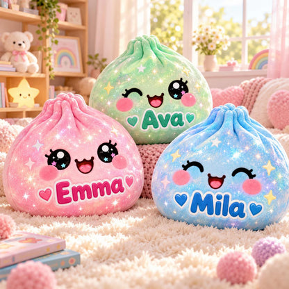 Personalized Kawaii Dumpling Pillow, Custom Name Rainbow Squishy Cushion, Cute Kids Christmas Gift 686904 WFD