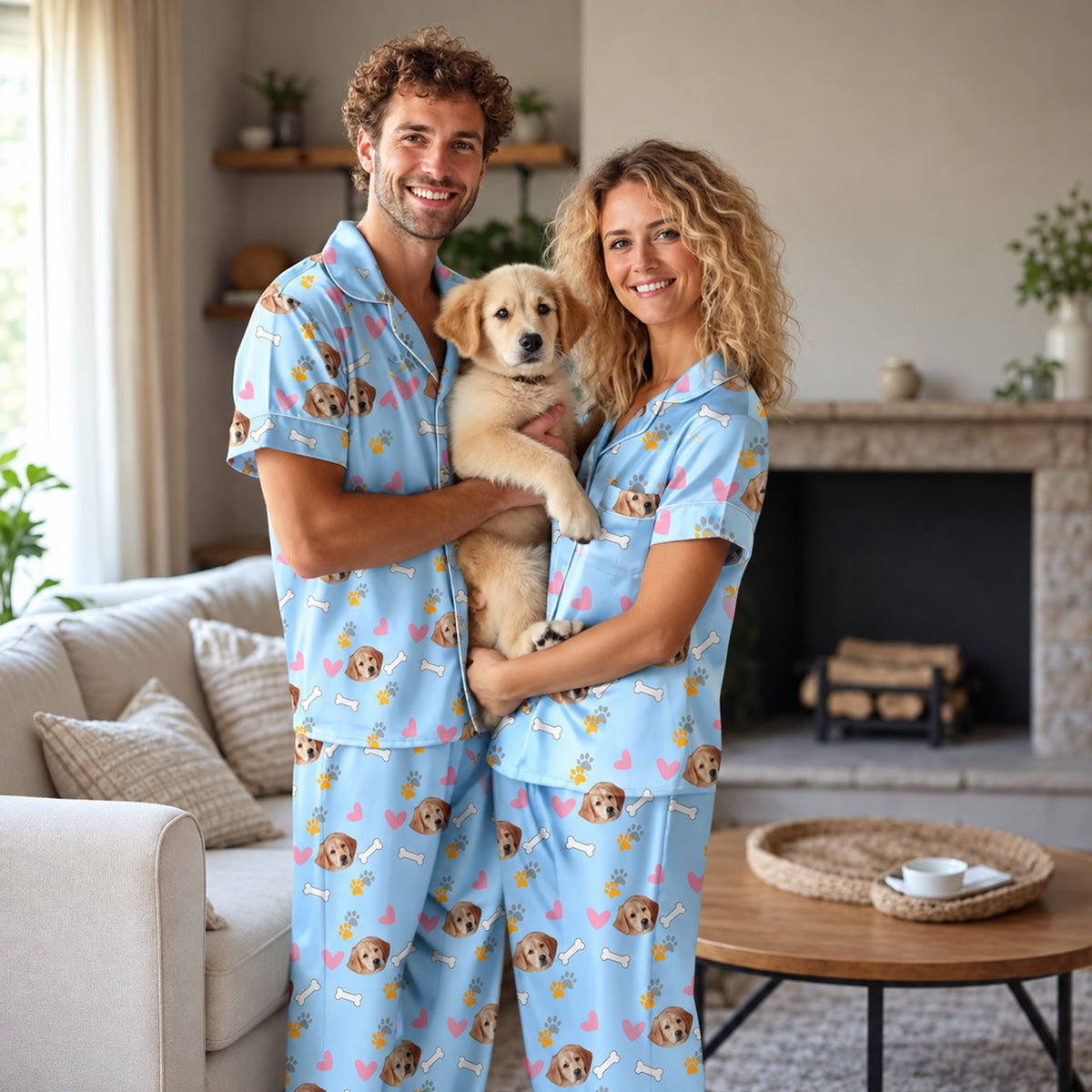 Custom Pet Photo Pajama Set, Personalized Dog Cat Portrait Family Pajamas, Pet Lover Gift 686313 WFD