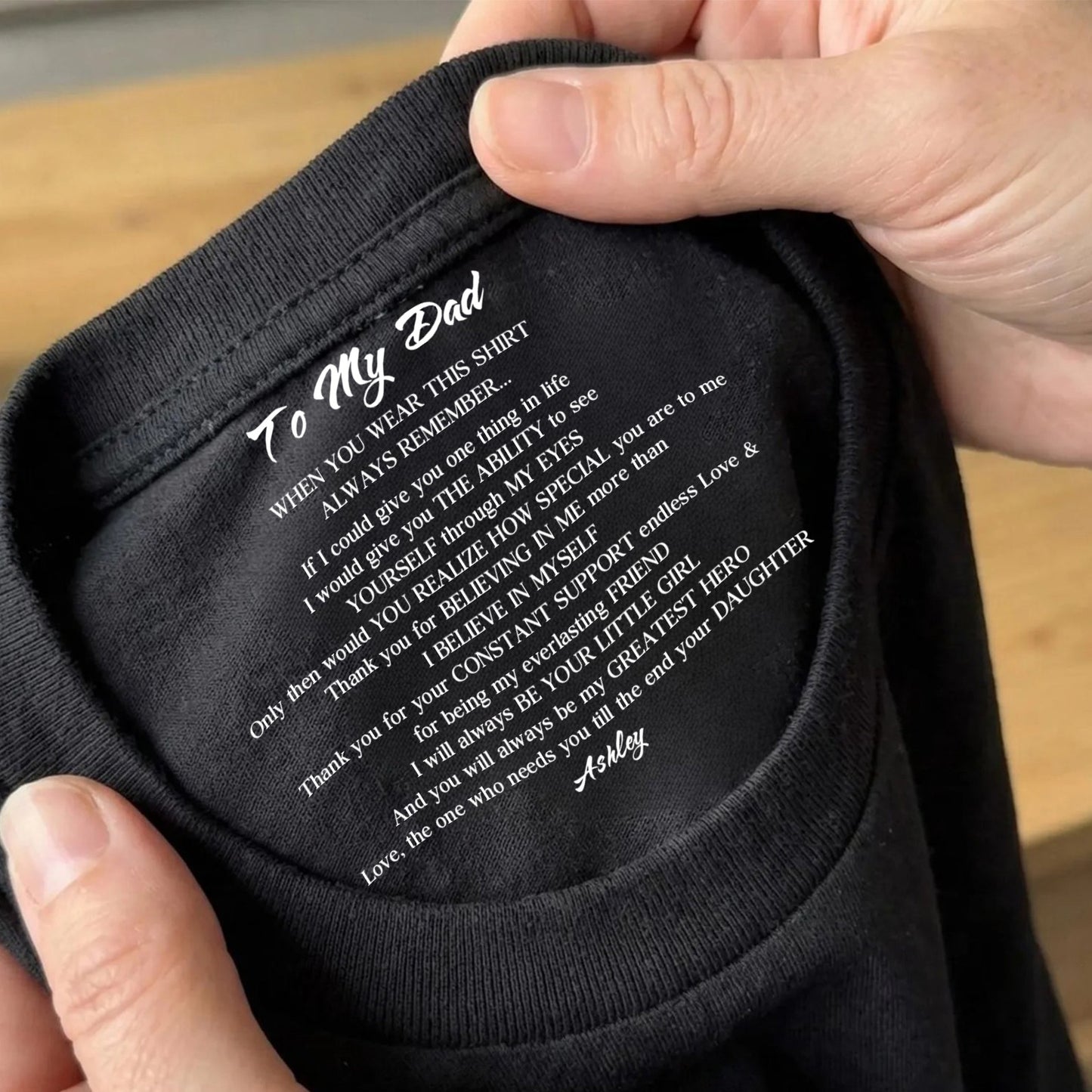 Custom Inside Neck Print Shirt for Dad, Personalized Hidden Message T-Shirt, Father's Day Gift 684671