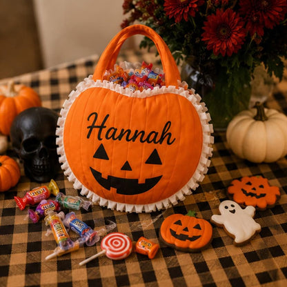 Personalized Pumpkin Trick or Treat Bag, Custom Halloween Candy Bag, Halloween Pumpkin Tote 685826 WFD