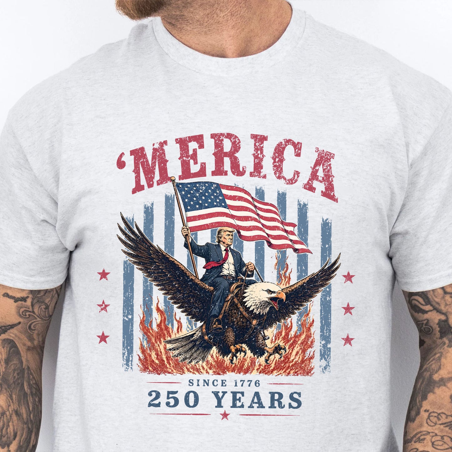 250 Years 'Merica Since 1776 Shirt, Trump Riding Eagle Patriotic 4th of July Tee, USA Shirt 685405
