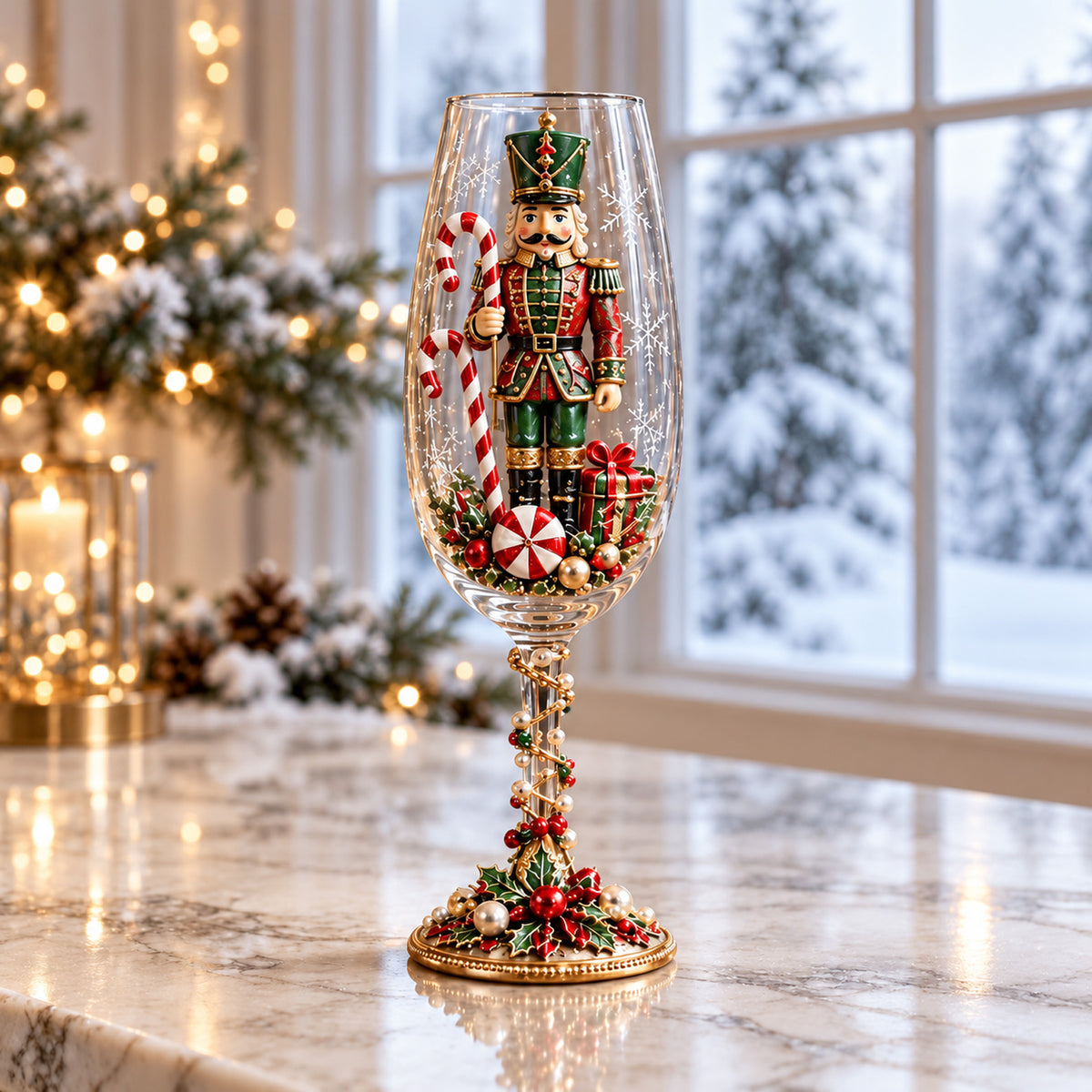 Christmas Stemless Champagne Glasses Set, Festive Holiday Drinking Glasses, Christmas Gift Set 686696 WFD