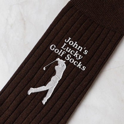Personalized Lucky Golf Embroidered Socks, Custom Name Embroidered Golf Socks for Men, Golf Lover Gift 686363 WFD