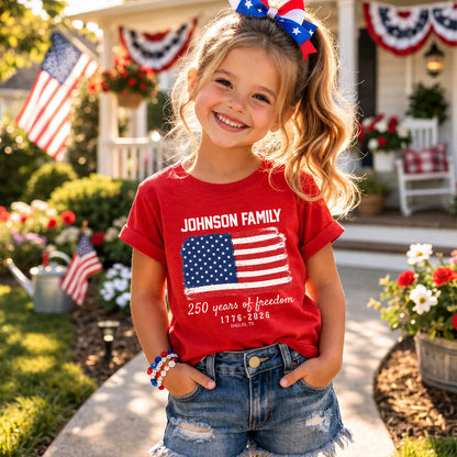 Personalized Family Name 250 Years of Freedom Shirt, Custom America 1776-2026 Patriotic Tee 685272