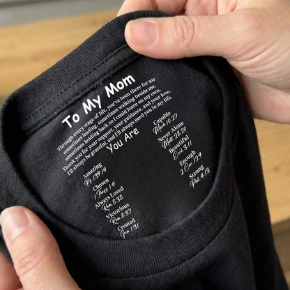 Custom Inside Neck Print Christian Shirt, Personalized Faith Gift for Mom, Hidden Message Cross Shirt 684668