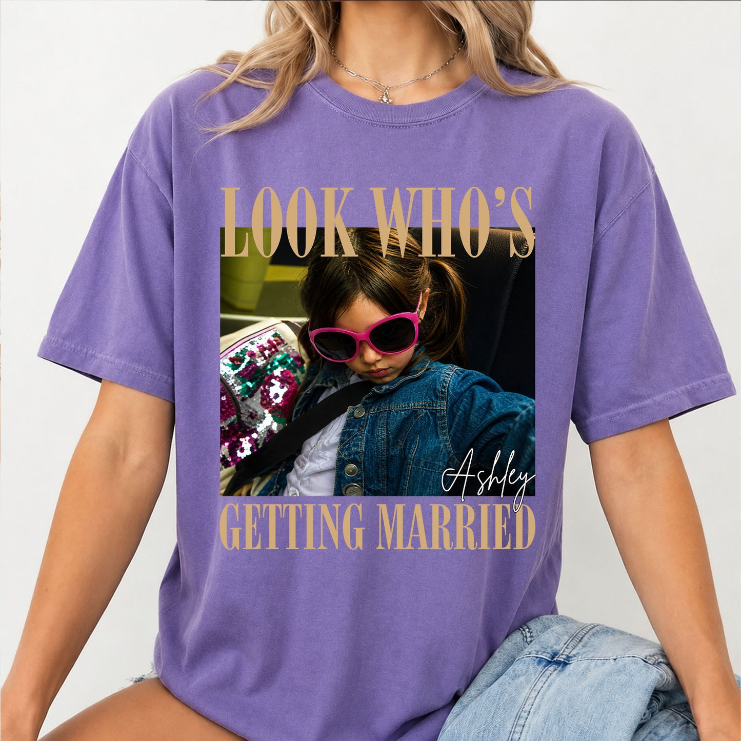 Personalized Look Who's Getting Married Comfort Colors Shirt, Custom Bride Photo & Name Tee, Bridal Shower Bachelorette Gift 685637