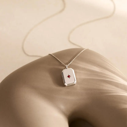 Personalized Birthstone Locket Necklace, Custom Photo Pendant with Engraving, Memorial Anniversary Gift 685604