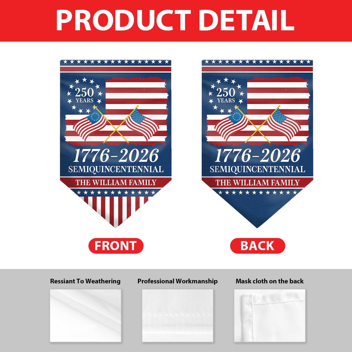 Personalized 250 Years USA 1776–2026 Garden Flag | Patriotic 4th of July Triangular Flag 684602