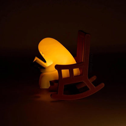 Reading Ghost Light, Cute Halloween Ghost Shelf Sitter with Rocking Chair, Spooky Fall Decor, Book Lover Gift 686666 WFD