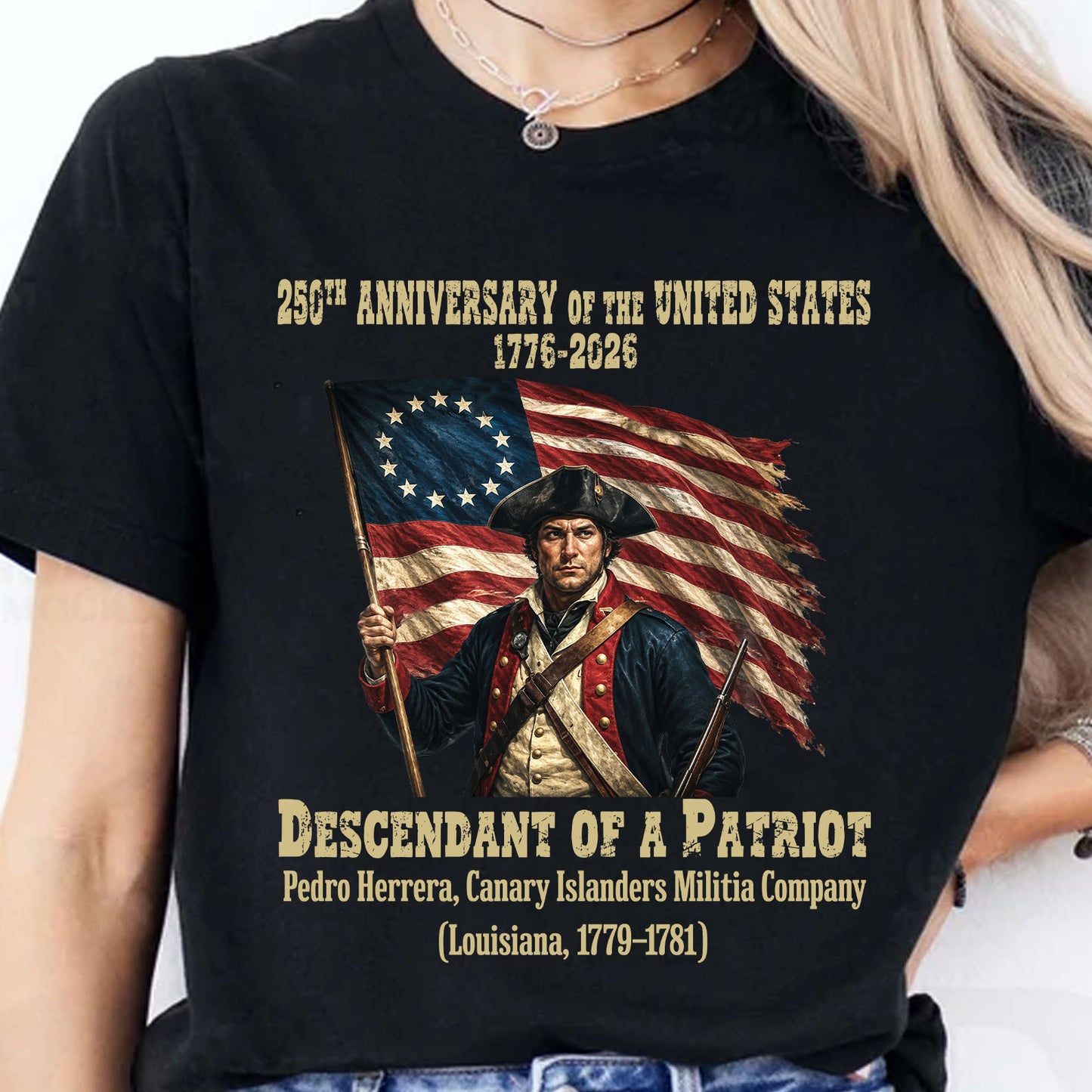 Personalized Descendant of a Patriot Shirt, Custom USA 250 Years Anniversary Patriotic Tee 685007