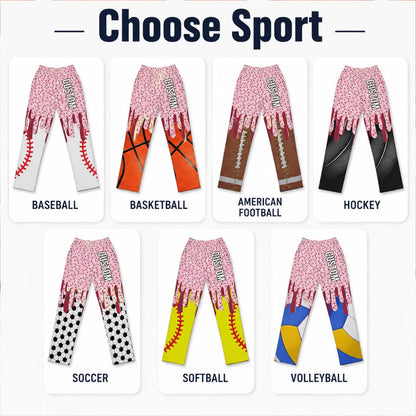 Personalized Ice Cream Drip Sports Pajama Pants, Custom Name Fake Underwear Lounge Pants, Sports Fan Gift 686602 WFD