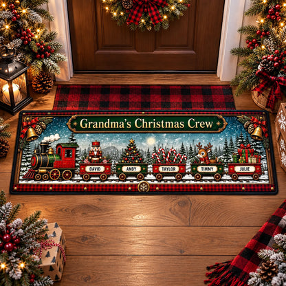 Personalized Grandma's Christmas Crew Train Runner Rug, Custom Family Name Holiday Welcome Mat 686476 WFD