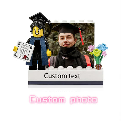 Personalized LEGO Graduation Mini Figure Keepsake, Custom Photo Class of 2026 Display, School Logo Name Gift 684908