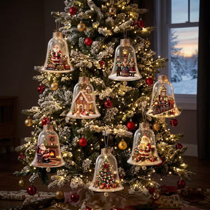 Glowing Glass Bell Christmas Ornament, LED Lighted Santa Angel Snowman Holiday Tree Decoration Gift 686760 WFD