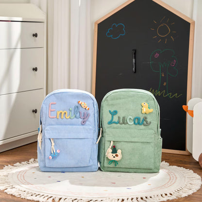 Personalized Corduroy Kids Backpack, Custom Name Toddler Preschool School Bag, Back to School Gift 685464 WFD