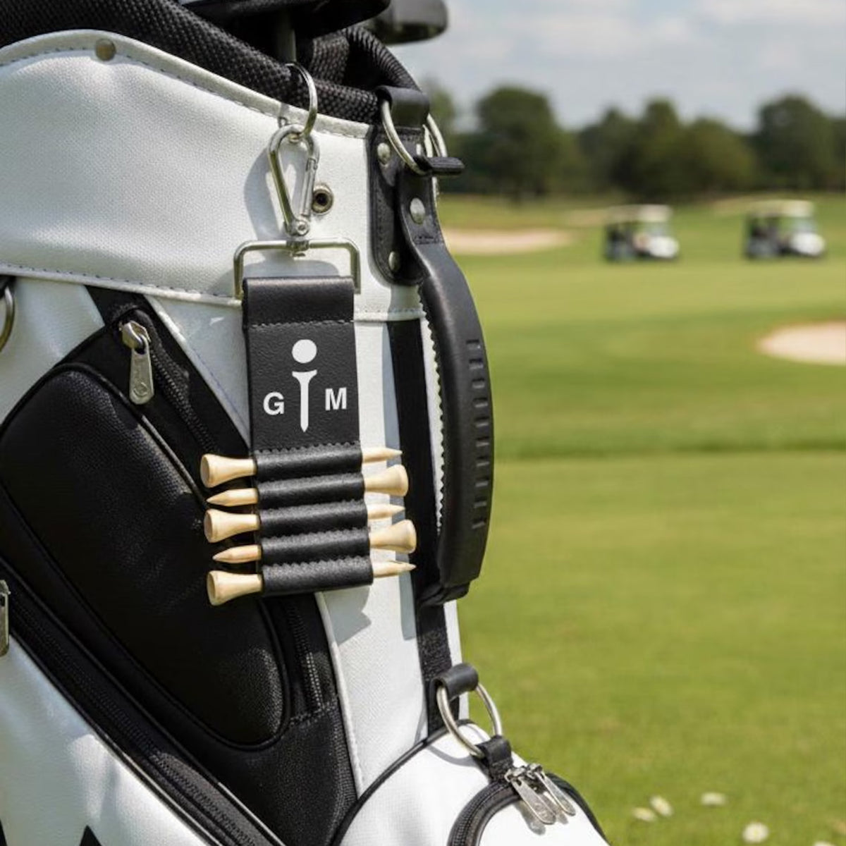 Personalized Engraved Leather Golf Bag Tag with Tee Holder, Custom Name & Monogram Gift for Golfers 686950 WFD